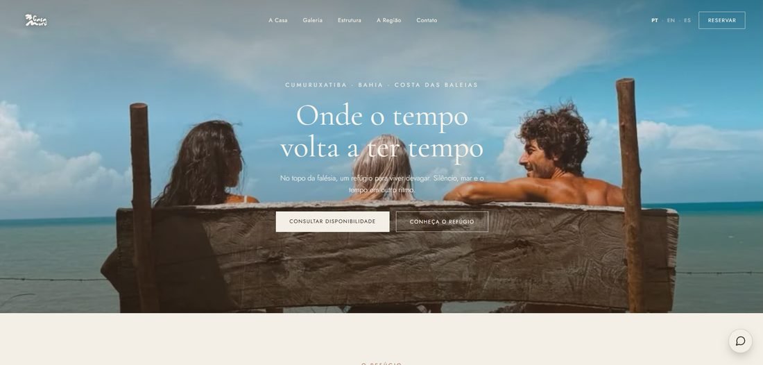 Site e sistema de reservas da Casa Murú