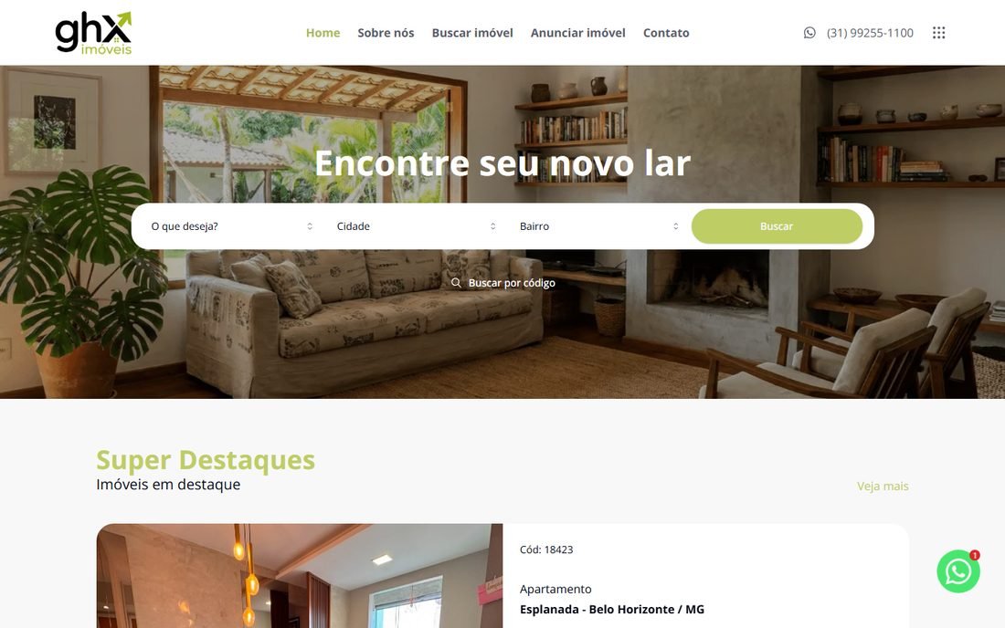 Site da GHX Imóveis