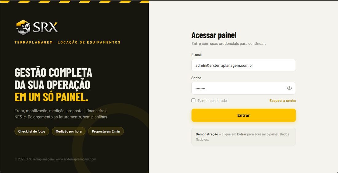 Painel de gestão da SRX Terraplanagem